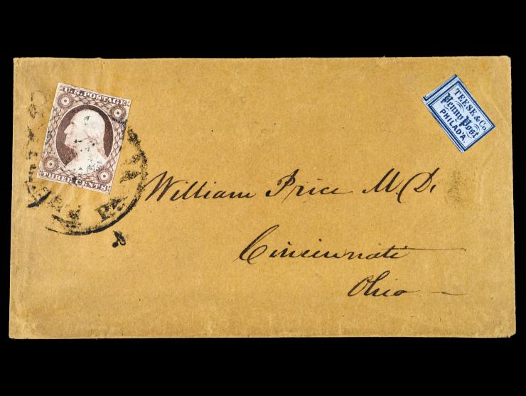 Teese & Co. Penny Post, 1852, 1c Blue on Bluish, 137L, with 3c, 11, on cover