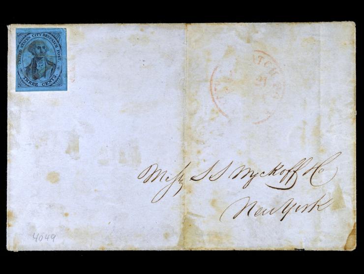 U.S. City Despatch Post, 6LB5, 3c Black on Blue Glazed Paper on Folded Cover