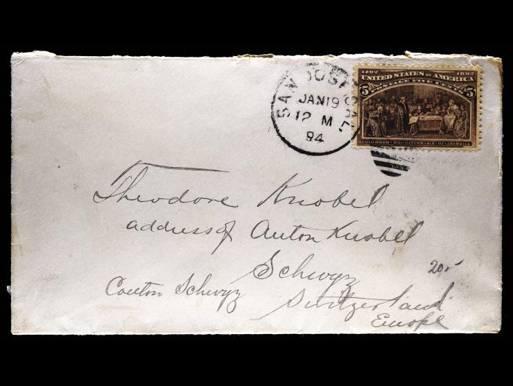#234 5c Columbian on 1894 Cover, San Jose to England