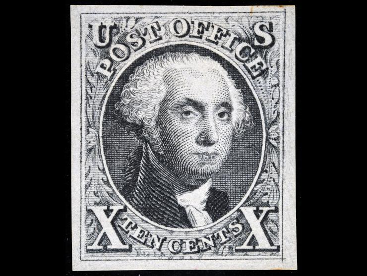 1875 10c Black, #4, Official Reprint, Unused