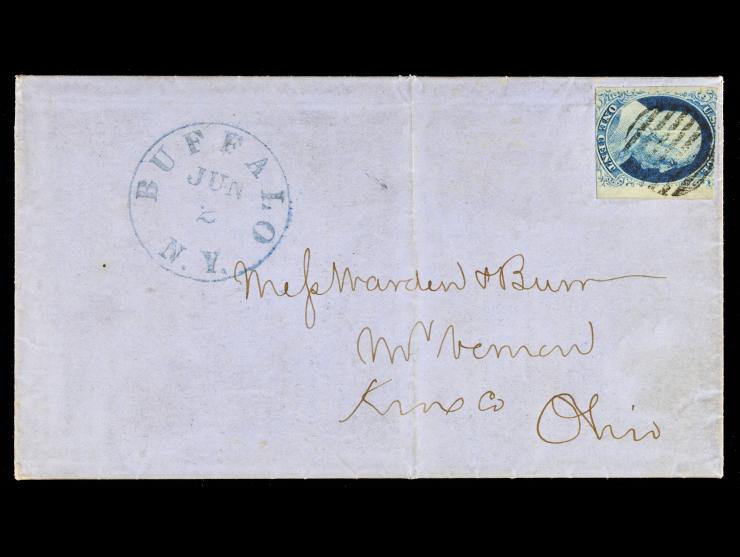 #7 1c Blue, 1852 use from Buffalo/NY on Printed Circular to Ohio