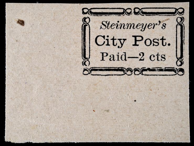 Steinmeyer's City Post, 4LB20, 2c Black on Pink, Unused