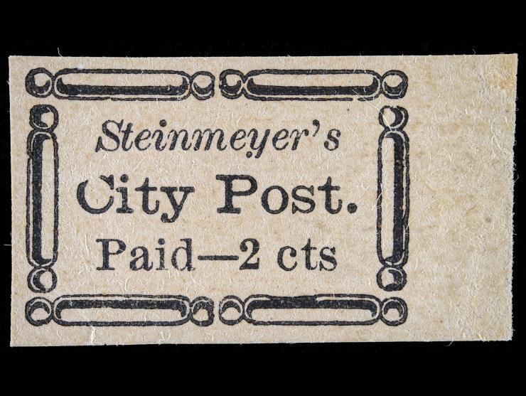 Steinmeyer's City Post, 4LB20, 2c Black on Pink, Unused