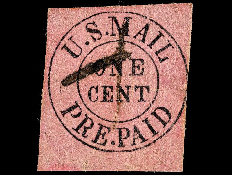 US Mail, 6LB9, 1c Black on Rose, Used