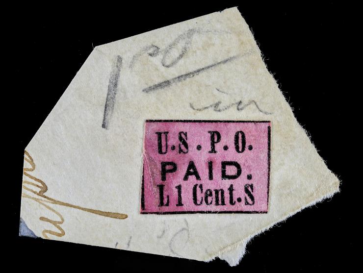 Philadelphia USPO, 7LB4, 1c Black on Rose, on Piece