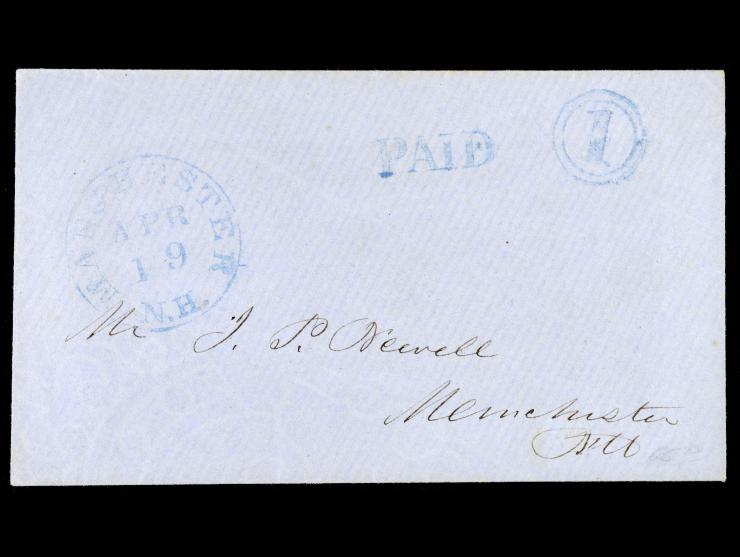 Manchester, N.H. Drop Letter with Matching Blue "PAID"