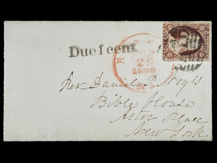 #26 3c Red Tied by Boston PAID" Grid And Red Boston Carrier cds, "Due 1 Cent" Straightline
