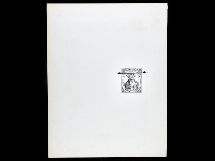 (Greig's) City Despatch Post, 1842, 3c Black on Grayish, Full Die Proof with Defacement Line, 40L1