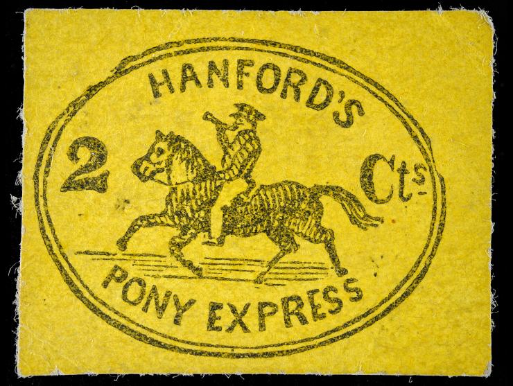 Hanford's Pony Express, 1845, 2c Black on Orange yellow, 78L1, Unused
