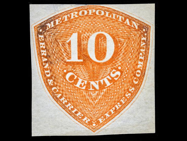 Metropolitan Errand and Carrier Express Co., 1855, 10c Red Orange, 107L3, Unused