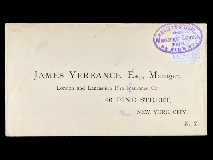 Hussey's Post, 87L74a, 1880 Ultramarine, Tied by Purple Hussey's Special Messenger Express Paid" Handstamp on Local Cover