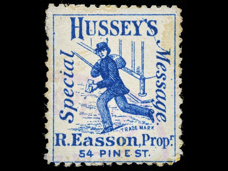 Hussey's Post, 87L61, 1878 Blue, Wove Paper, Used