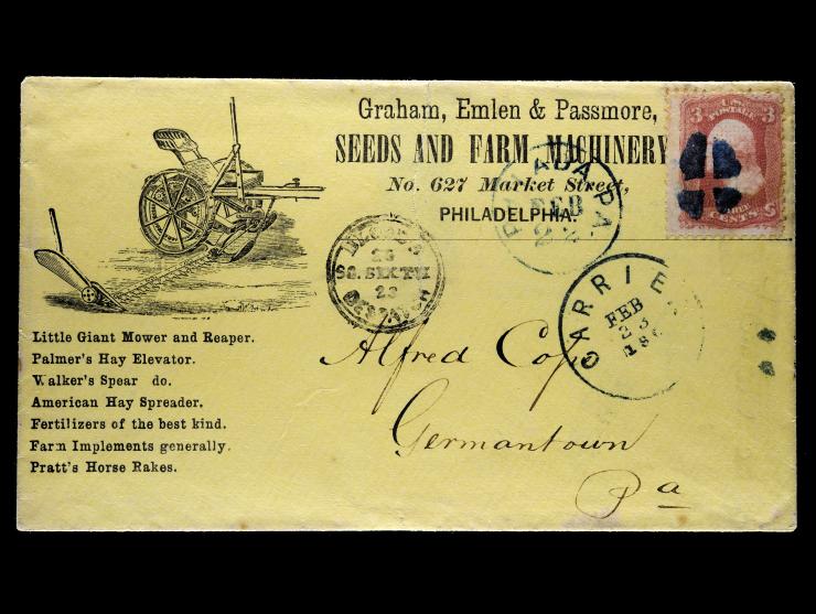 Blood's Type 10 Handstamp on Advertising Cover with #94 "F" Grill