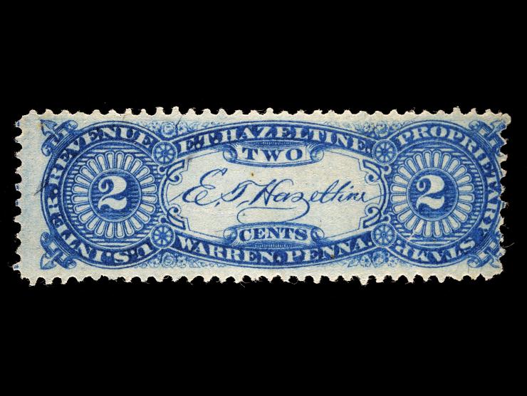 E.T. Hazeltine, 2c blue, Silk Paper, RS102b