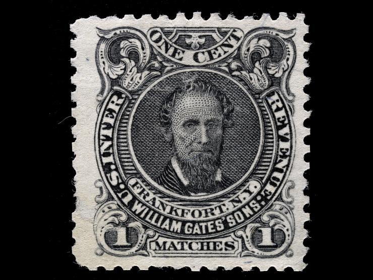 William Gates Sons, 1c Black, Silk Paper, RO92b