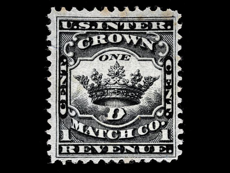 Crown Match Co., 1c Black, Silk Paper, RO67b
