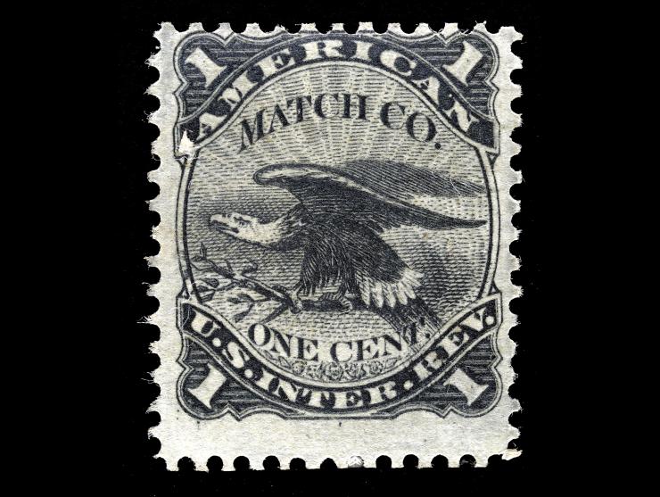 American Match Co., 1c Black, Old paper, RO12a
