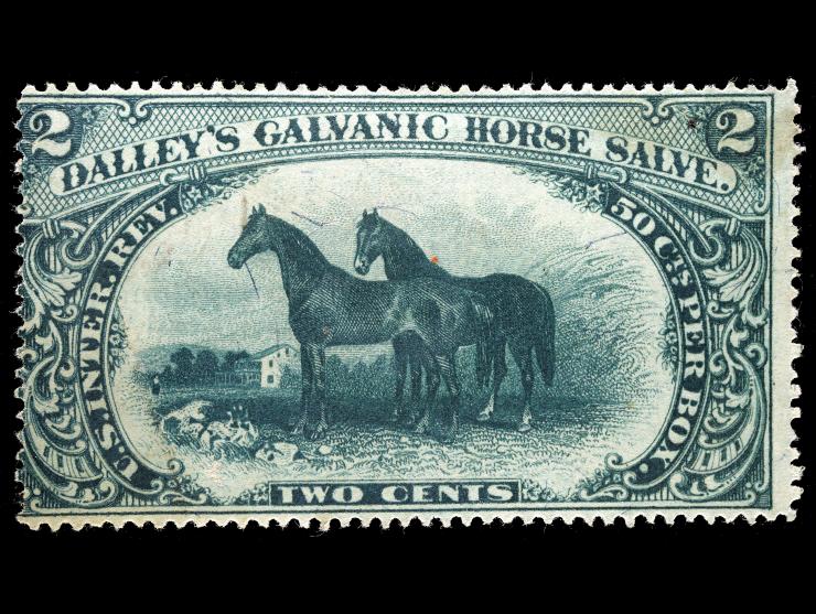 Dalley's Galvanic Horse Salve, 2c Green, Silk Paper, RS73b