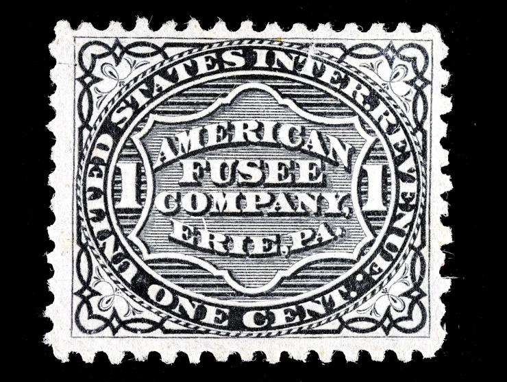 American Fusee Company,, 1c Black, Pink Paper, RO9c