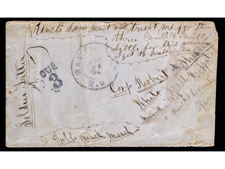 Civil War Soldier's Letter, 1864 Washington D.C. to White Hall Hospital, Six Endorsements