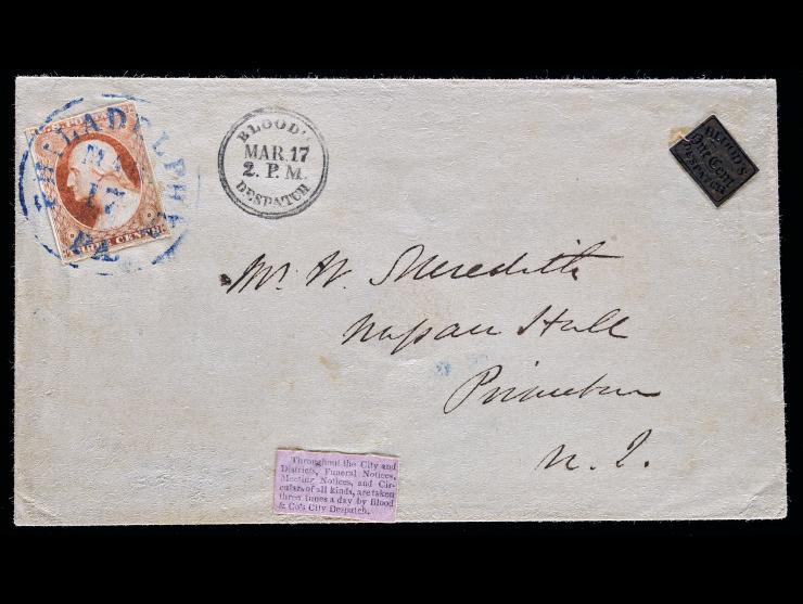 D.O. Blood & Co., 15L13, 1c Bronze on Black, Acid Tied on Cover with #10 3c Orange Brown, Attractive To-The-Mails Usage