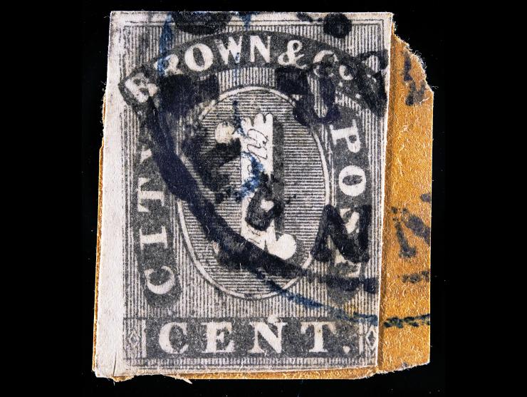 Browne & Co.'s City Post Office, 29L1, 1c Black, Tied on Piece