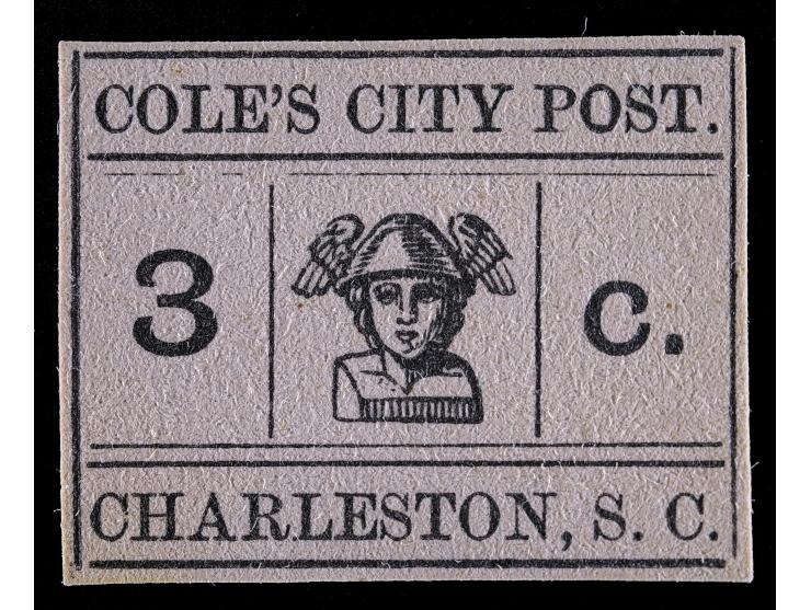 Cole's City Post, 3c Black on Light Pink, Bogus Stamp