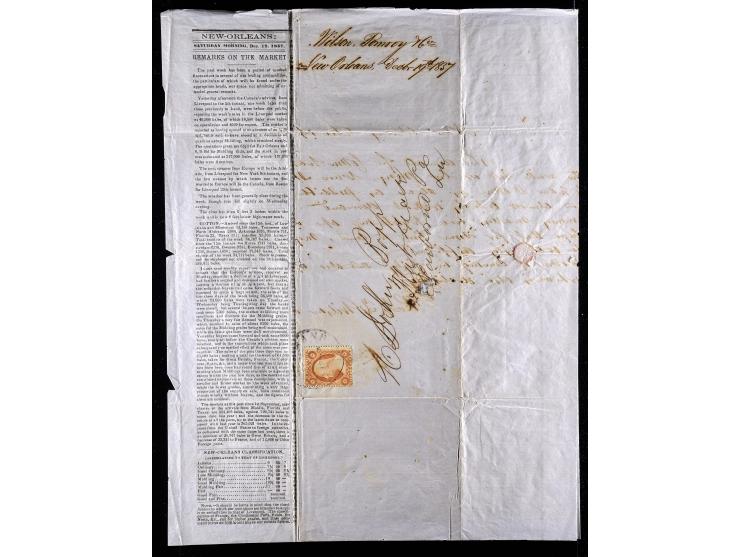#26 3c Rose Brown, Tied by New Orleans Circular Datestamp on 1857 Folded Prices Current