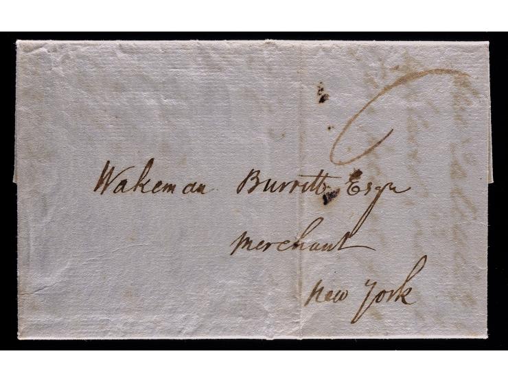 Cartel Ship, "Fair American", 1814 Stampless Folded Letter from Liverpool to New York