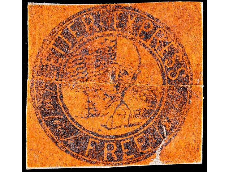 Letter Express, 96L4, 10c Black on Scarlet Glazed, Type II, Tied on Piece
