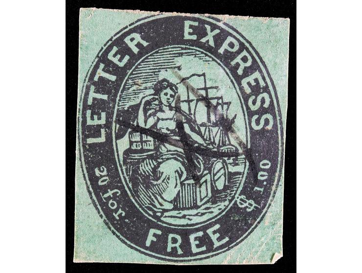 Letter Express, 96L2, 5c Black on Green, Used with Manuscript "X"