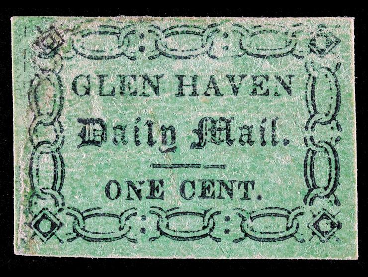 Glen Haven Daily Mail, 71L4, 1c Black on Green, Unused