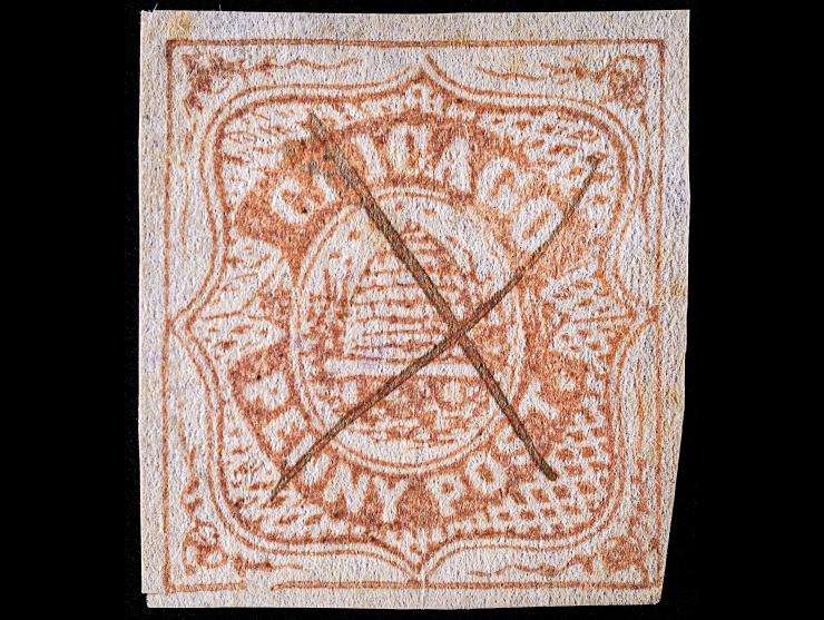 Chicago Penny Post, 38L1, 1c Orange Brown, Used with Manuscript Cancel