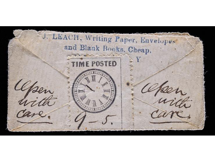 Hussey's Post, Time Posted Label Used on Civil War Era Postage Stamp Envelope Used as Money