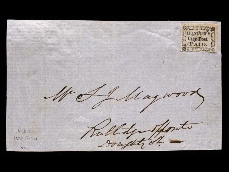 Honour's City Express, 4LB13, 2c Black on Bluish, with Manuscript "2" Cancel on Cover Front