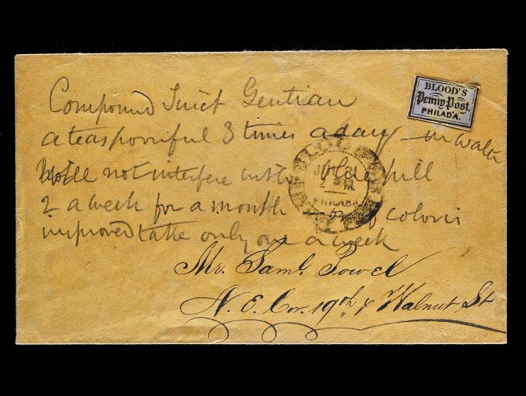 D.O. Blood & Co., 15L14, 1c Bronze on Lilac on Cover