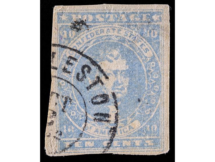 Confederate States, CSA #2e, 10c Light Milky Blue, Used with 1862 Charleston Partial Circular Datestamp