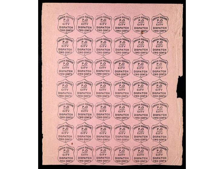 Union Square Post Office, 141L3, 2c Black on Rose, Unused, Sheet of 42
