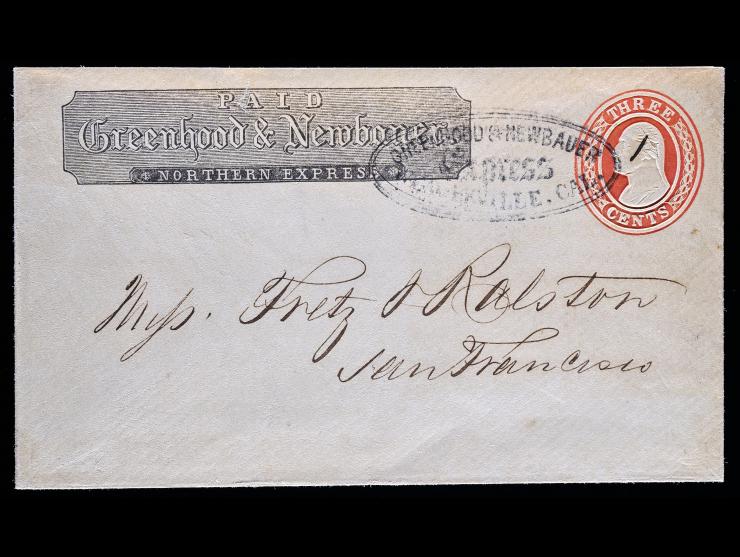 Greenwood & Newbauer Northern Express, GRH-001 Printed Frank with GRH-100 Cancel on U10 3c Nesbitt, Manuscript “1”