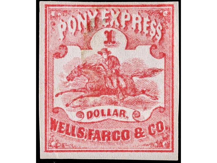 Wells, Fargo & Co. Pony Express, 143L3, $1.00 Red, Unused