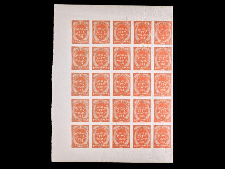 Douglas' City Despatch, 59L3a, 1c Vermilion Imperforate, Unused