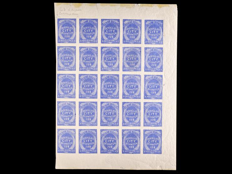Douglas' City Despatch, 59L5a, 1c Blue Imperforate, Unused