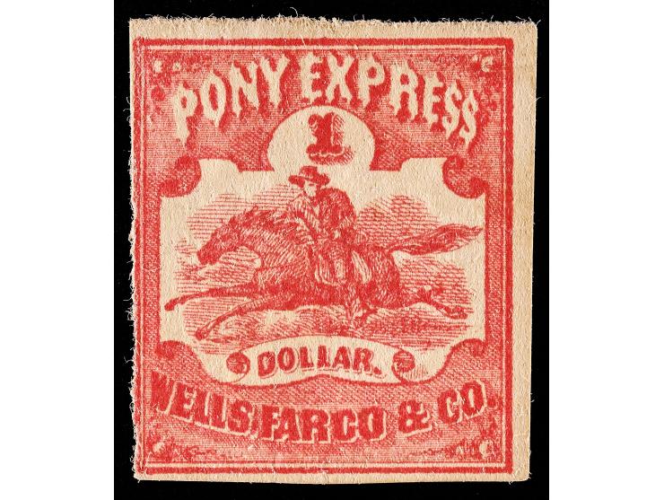 Wells, Fargo & Co. Pony Express, 143L3, $1 Red, Unused