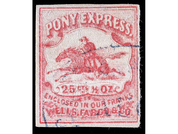Wells, Fargo & Co. Pony Express, 143L9, 25c Red, Used with Black Oval Company Handstamp