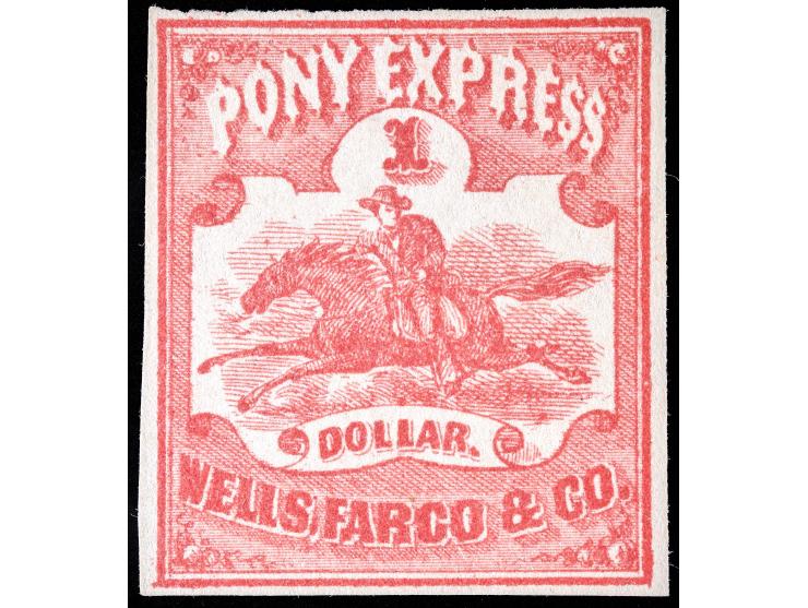 Wells, Fargo & Co. Pony Express, 143L3, $1.00 Red, Unused