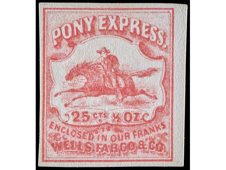 Wells, Fargo & Co. Pony Express, 143L9, 25c Red, Unused