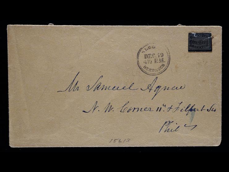 D.O. Blood & Co., 15L16, 1c Bronze on Black, on Cover with Manuscript Cancel
