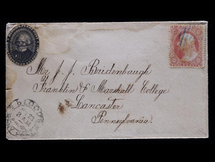D.O. Blood & Co., 15L18, 1c Black, Used with #26 3c Red on 1857 Cover