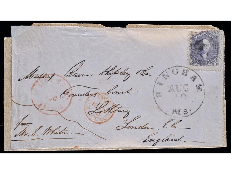#70a 24c Lilac on 1867 Cover Front to London Via the Cunard Line on the SS Russia