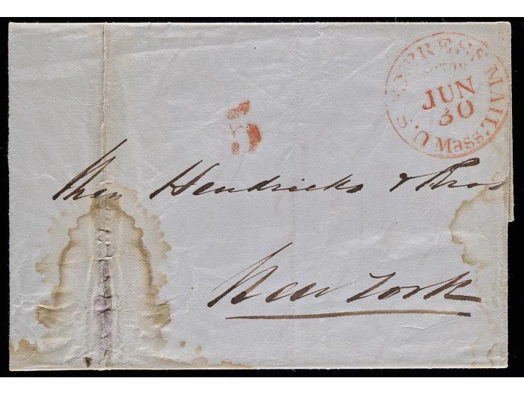U.S. Express Mail, Red Circular Datestamp with Matching "5" on Folded Cover to New York